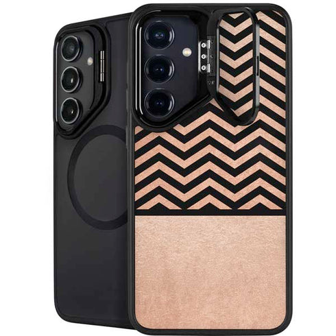 Rose Gold Chevron Split Galaxy S24 FE Kickstand Case